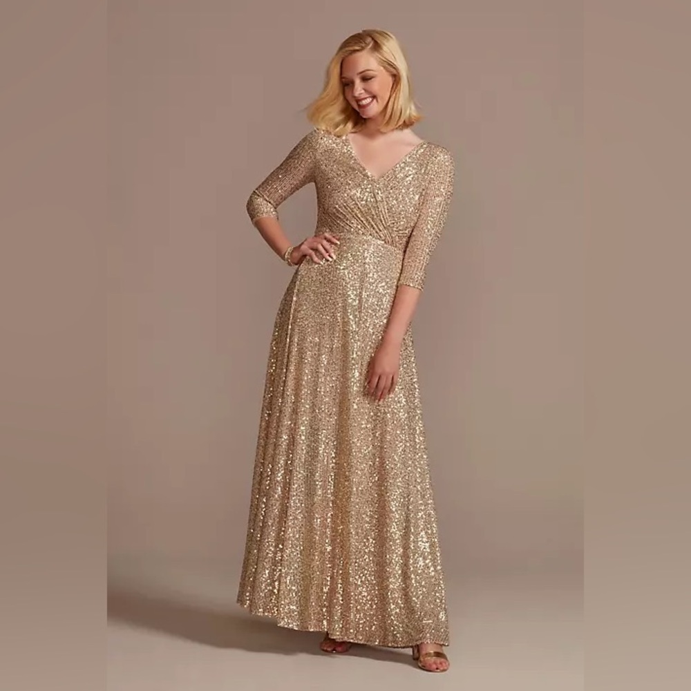 OLEG CASSINI Allover Sequin A-line Gown Size 18W